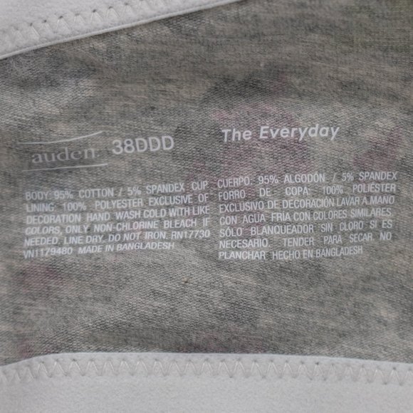 Auden Floral Print Gray Everyday Cotton Demi Lightly Lined T-Shirt Bra - Picture 10 of 10